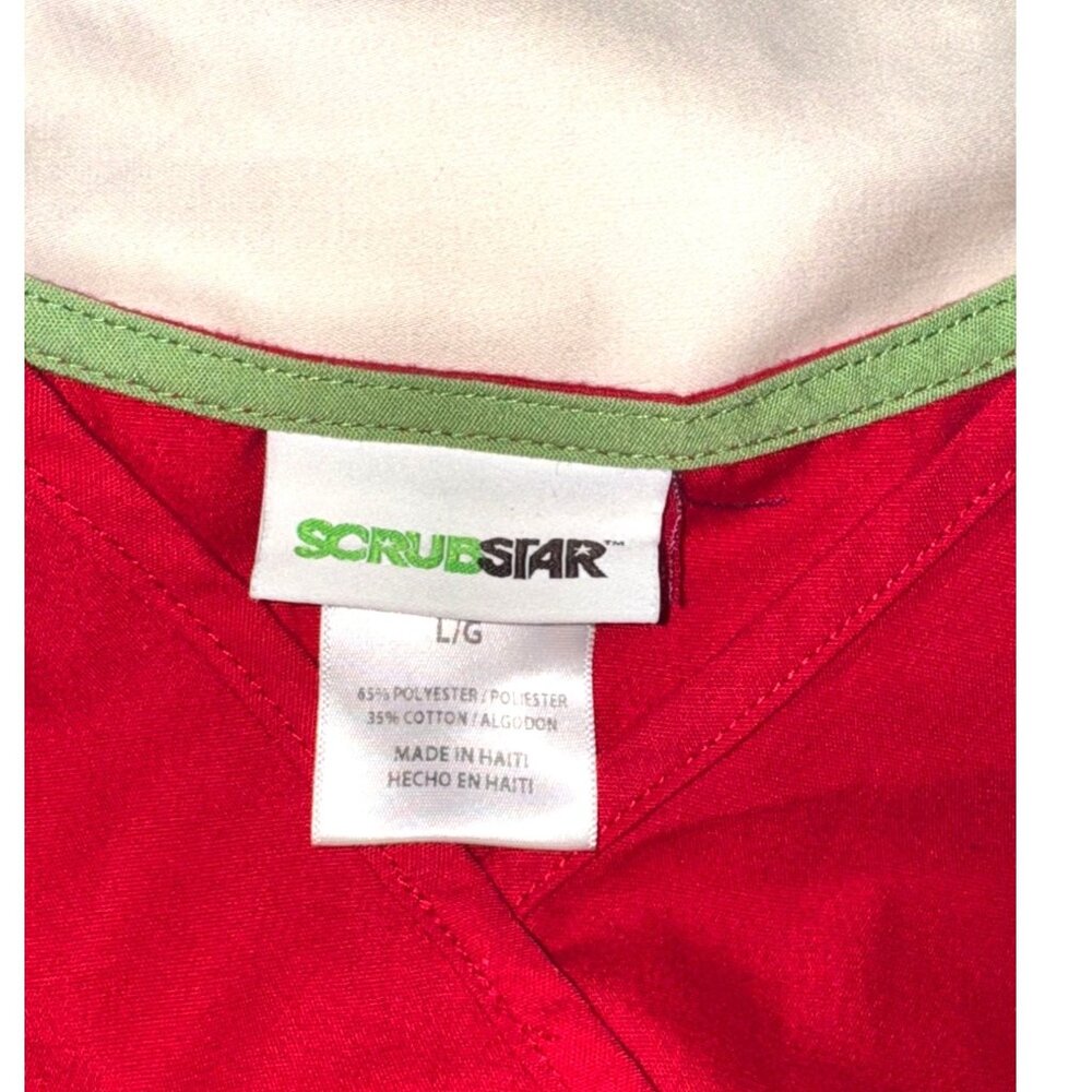 Scrubstar Red Scrub Set L Top & Pants 65% Polyester 35% Cotton Short Sleeve - Picture 4 of 12